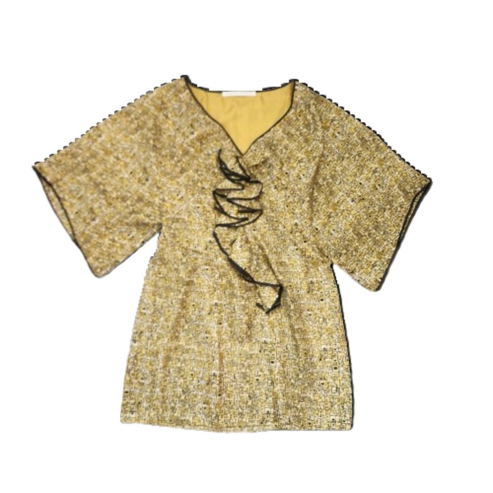 Susana Monaco Yellow & Black Geo Ruffle Mini Dress NWOT Size S